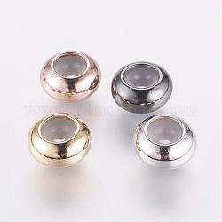 Rack Plating Brass Spacer Beads, Long-Lasting Plated, Flat Round, Mixed Color, 8x4mm, Hole: 1.5mm