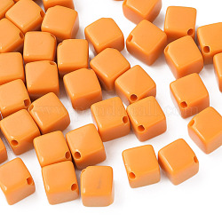 Непрозрачные акриловые бусины, кубические, оранжевые, 13x14.5x14.5 мм, отверстие : 2 мм, Около 530 шт / 500 г