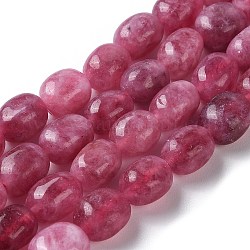 Malaysia naturale perle di giada fili, sfaccettato, ovale, tinto e riscaldato, rosa antico, 10.5~13x8.5~10x7~10mm, Foro: 1.2 mm, circa 31~32pcs/filo, 14.57''~15.16'' (37~38.5 cm)