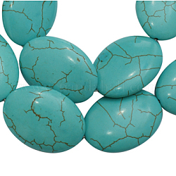 Howlite synthetischen Perlen, gefärbt, Oval, Türkis, 35x25 mm, Bohrung: 1 mm