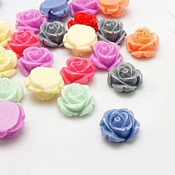 Mixed Color Flat Back Rose Resin Cabochons, 15x7mm