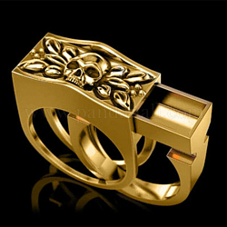 2 шт., 2 стиля, прямоугольник с парой черепов, одинаковые кольца на палец, модные украшения из сплава в готическом стиле для любителей лучших друзей, античное золото , размер США 7 (17.3 мм)