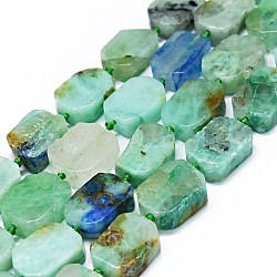 Chapelets de perles en chrysocolle et lapis lazuli naturelles, rectangle, 14~17x11~13x5~6mm, Trou: 1mm, Environ 21~23 pcs/chapelet, 15.75~16.14 pouce (40~41 cm)