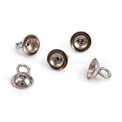 201 Stainless Steel Bead Cap Pendant Bails, for Globe Glass Bubble Cover Pendants, Stainless Steel Color, 6x6mm, Hole: 2.2mm