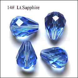 Perles d'imitation cristal autrichien, grade AAA, facette, goutte , lumière bleu ciel, 8x10mm, Trou: 0.9~1mm