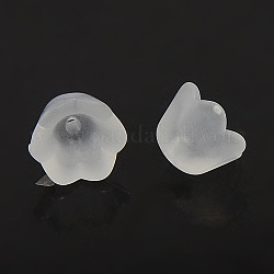 Gros chapeaux de perles acryliques transparentes givrées tulipes givrées, muguet,  largeur de 10 mm, épaisseur de 6mm, Trou: 1.5 mm