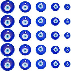 Olycraft 25 pz blu malocchio perline charms 15mm 20mm 25mm 30mm 35mm malocchio perle di vetro blu piatto malocchio perline bulbo oculare perline per braccialetti collana orecchini creazione di gioielli decorazioni artigianali per la casa