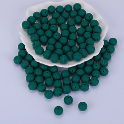 Круглые силиконовые фокусные бусины, жевательные бусины для чайников, DIY уход за ожерельем, темно-зеленый, 15 мм, отверстие : 2 мм