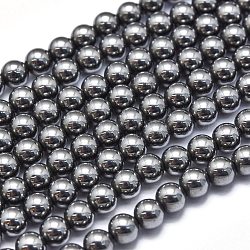 Perles de minerai artificiel terahertz, ronde, 3.5~4.5mm, Trou: 0.5mm, Environ 98 pcs/chapelet, 15.55 pouce (39.5 cm)
