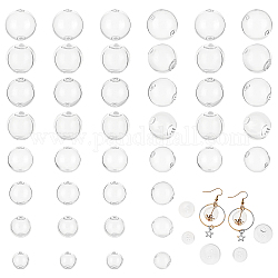 Pandahall elite 48pcs 8 perles de globe en verre soufflé à la main de style, ronde, pour diy souhait bouteille pendentifs perles de verre, clair, 8~25mm, Trou: 2mm, 6 pièces / style