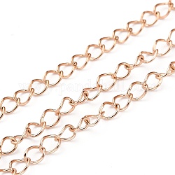 Ion Plating(IP) 304 Stainless Steel Curb Chain, Soldered, with Spool, Oval, Rose Gold, 4x3x0.5mm, 82 Feet(25m)/roll