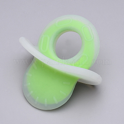 Food Grade Eco-Friendly Silicone Big Pendants, Chewing Pendants For Teethers, DIY Nursing Necklaces Making, Dummy Pacifier, Lawn Green, 78~79x74.5x42~43mm, Inner Diameter: 24.5mm