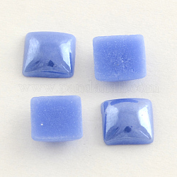 Pearlized Plated Opaque Glass Cabochons, Square, Cornflower Blue, 4x4x2mm