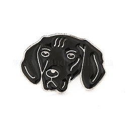 Pasador de perro esmaltado con embragues de mariposa de latón, insignia de aleación para ropa de mochila, perro perdiguero de pelo plano, 17x24.5x10mm, pin: 1.1 mm