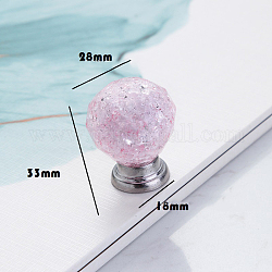 Schranktürgriffe aus Acryl und Legierung, Küchenschublade im Crackle-Glas-Stil zieht Schrankgriffe, Runde, rosa, 28x33 mm