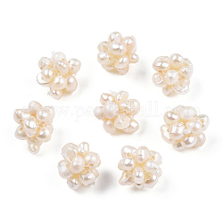 Perle di perle d'acqua dolce coltivate naturali rotonde, perline a grappolo fatte a mano, beige, 10~11mm, Foro: 0.5 mm