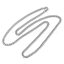 304 collier chaîne à maillons cubains en acier inoxydable pour homme femme, couleur inoxydable, 19.69 pouce (50 cm)