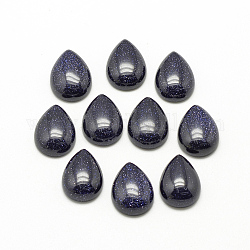 Синтетические голубые голдстоуновские кабошоны, окрашенные, слеза, 25x17~18x6 мм