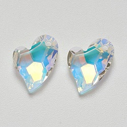 K9 pendenti di strass di vetro, imitazione di cristallo austriaco, sfaccettato, cuore, cristallo ab, 17x12x5mm, Foro: 1.6 mm