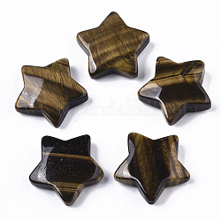 Natural Tiger Eye Star Shaped Worry Stones, Pocket Stone for Witchcraft Meditation Balancing, 30x31x10mm