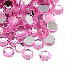Nachahmung taiwan Acryl Strass Cabochons, facettiert, Halbrund, Perle rosa, 3x1 mm, ca. 10000 Stk. / Beutel
