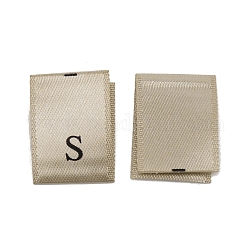 Etichette taglie abbigliamento, etichette artigianali tessute, per cucire abiti, taglia s, kaki scuro, 36.5x13x0.2mm, 100pcs/scatola