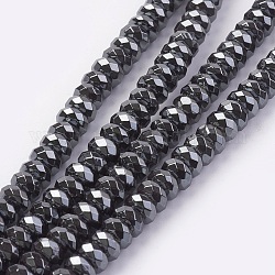 Non magnetici perle ematite sintetico fili, sfaccettato, rondelle, 6x3mm, Foro: 1 mm, circa 121pcs/filo, 15.3 pollice