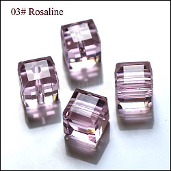 Perles d'imitation cristal autrichien, grade AAA, facette, cube, rose, 8x8x8 mm (taille dans la plage d'erreur de 0.5~1 mm), Trou: 0.9~1.6mm