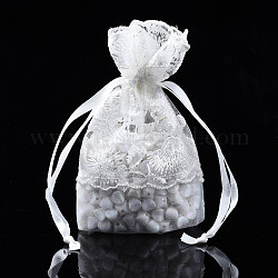 Geschenktüten aus Polyesterspitze und Acrylfasern mit Kordelzug, für Schmuck & Babypartys Verpackung Hochzeitsgeschenkbeutel, creme-weiß, 14~15x10~11x0.3 cm