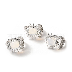 Manguitos abiertos opalite sol y luna, joyas de latón platino para mujer, sin plomo y el cadmio, diámetro interior: 17~18 mm