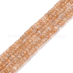Sunstone naturale fili di perline, sfaccettato, cubo, 2x2x2mm, Foro: 0.6 mm, circa 171pcs/filo, 15.47 pollice (39.3 cm)