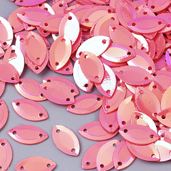 Accesorios del ornamento, conectores de enlaces de lentejuelas / lentejuelas de plástico pvc, color de ab, ojo del caballo, color de rosa caliente, 9x5x0.5mm, agujero: 0.8 mm, aproximamente 2500 unidades / 50 g