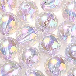 Placcatura uv perline acriliche iridescenti arcobaleno trasparenti, tondo, lilla, 16x15.5mm, Foro: 3 mm