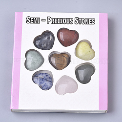Piedra natural mixto, corazón amor piedra, piedra de palma de bolsillo para el equilibrio de reiki, 25x28x10mm, 8 unidades / caja