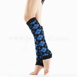 Jambières en fibre de polyacrylonitrile, motif losange hiver chaud bottes longues couvre-jambes pour femmes, bleu royal, 420x110mm