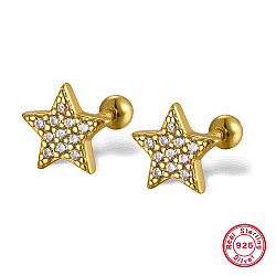 Boucles d'oreilles étoile 925 en argent sterling, avec zircons, or, 12mm