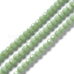 Facettierte (32 Facetten) Glasperlenstränge, Runde, dunkles Seegrün, 6x5.5 mm, Bohrung: 1.2 mm, ca. 95 Stk. / Strang, 22.24'' (56.5 cm)