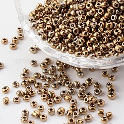 8/0 Perlas de semillas de vidrio, colores metálicos, tierra de siena, aproximamente 3 mm de diámetro, agujero: 0.8 mm, aproximamente 10000 unidades / bolsa
