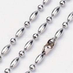 Electroplate Stainless Steel Ball Chain Necklaces, with Brass Ball Chain Connector, Stainless Steel Color, 27.1 inch(69cm)