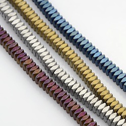 Frosted Square Electroplate Non-magnetic Synthetic Hematite Beads Strands, Mixed Color, 4.5x4.5x2mm, Hole: 1mm, about 202pcs/strand, 16 inch