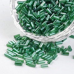 Tubo colori trasparenti perla lustro placcato perline di vetro a forma di ghiera tonda, verde, 2~5x1.8~2mm, Foro: 0.8 mm, circa 12000pcs/450g