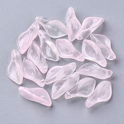 Pulvérisation peint pendentifs en verre transparent, Pétalin, rose, 20x10.5x6mm, Trou: 1.2mm