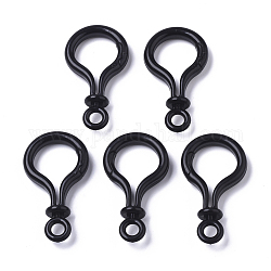 Opaque Solid Color Bulb Shaped Plastic Push Gate Snap Keychain Clasp Findings, Black, 57.5x32x12mm, Hole: 6mm