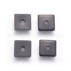 304 acciaio inossidabile perline distanziatore, quadrato, elettroforesi nera, 6x6x0.9mm, Foro: 1.2 mm