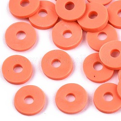 Manuell Polymer Ton Perlen, für DIY Schmuck Bastelbedarf, Disc / Flachrund, heishi Perlen, Tomate, 6x1 mm, Bohrung: 2 mm, ca. 963 Stk. / 41 g