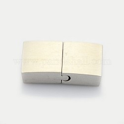 長方形304ステンレス製のマット磁気ブレスレットの留め金  接着端付き  ステンレス鋼色  23.5x12x5mm  穴：3x10mm
