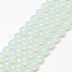 Chapelets de perles en verre peint, imitation opalite, ronde, blanc, 6mm, Trou: 1.3~1.6mm, Environ 133 pcs/chapelet, 31.4 pouce