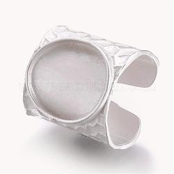 Manschetten-Pad Fingerring Fassungen, Größe 9, matte silberne Farbe, Fach: 16.5x15 mm, 19 mm