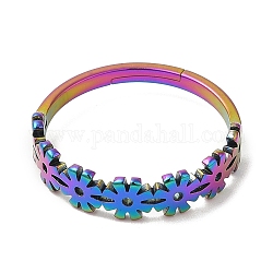 Chapado en iones (ip) 304 anillo ajustable de flor de acero inoxidable para mujer, color del arco iris, nosotros tamaño 6 (16.5 mm)