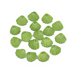 Ciondoli di conchiglie d'acqua dolce con vernice spray, guscio, verde lime, 10.5x10x1.5mm, Foro: 1.2 mm